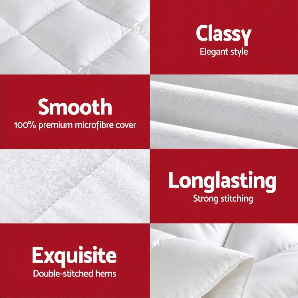 Wool Quilt 800GSM Double White Pure Cotton Cover Baffle Box Construction