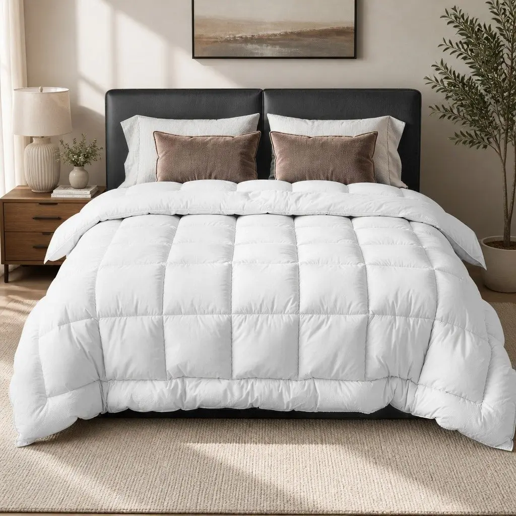King Wool Quilt 800GSM Cotton Cover Baffle Box Construction King Size White