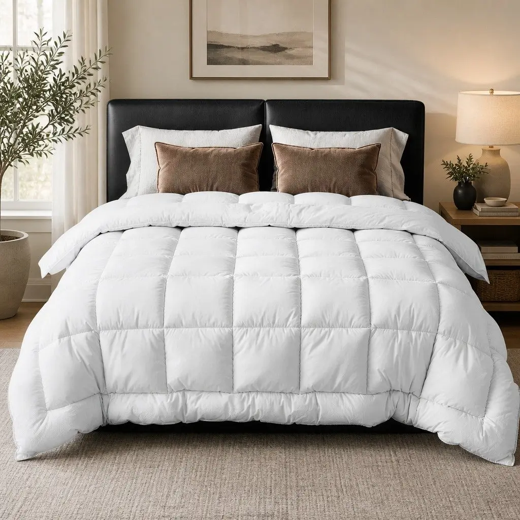 Wool Quilt 800GSM Queen Size White Baffle Box Construction