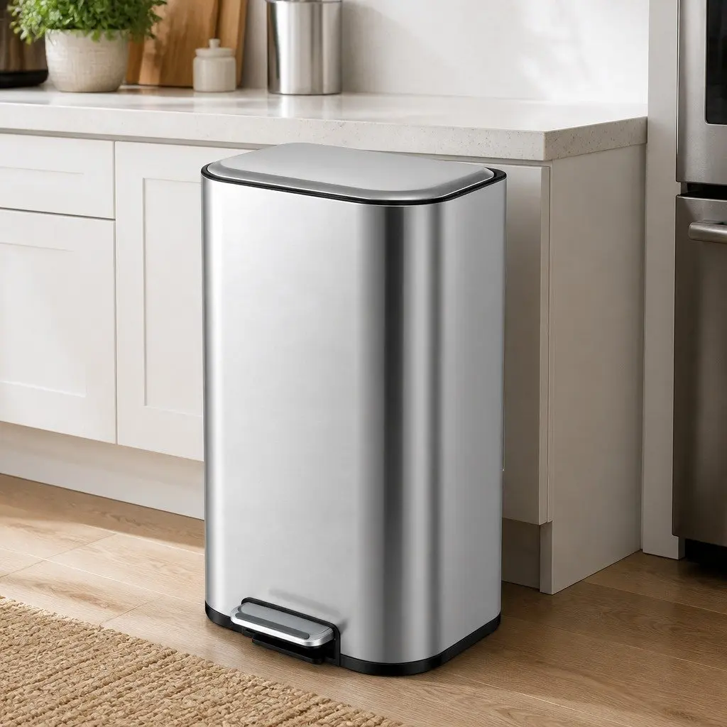 40L Steel Pedal Bin with Soft Close Lid for Kitchen
