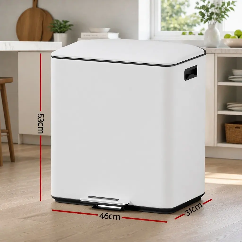 Dual Compartment Soft Close Rubbish Bin 40L