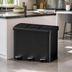 High-Quality Pedal Bin with Triple Compartments 45L