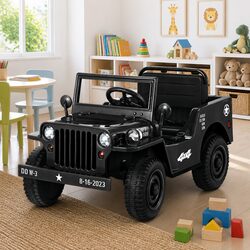 Electric Black Off-Road Jeep Toy for Kids with Remote Control