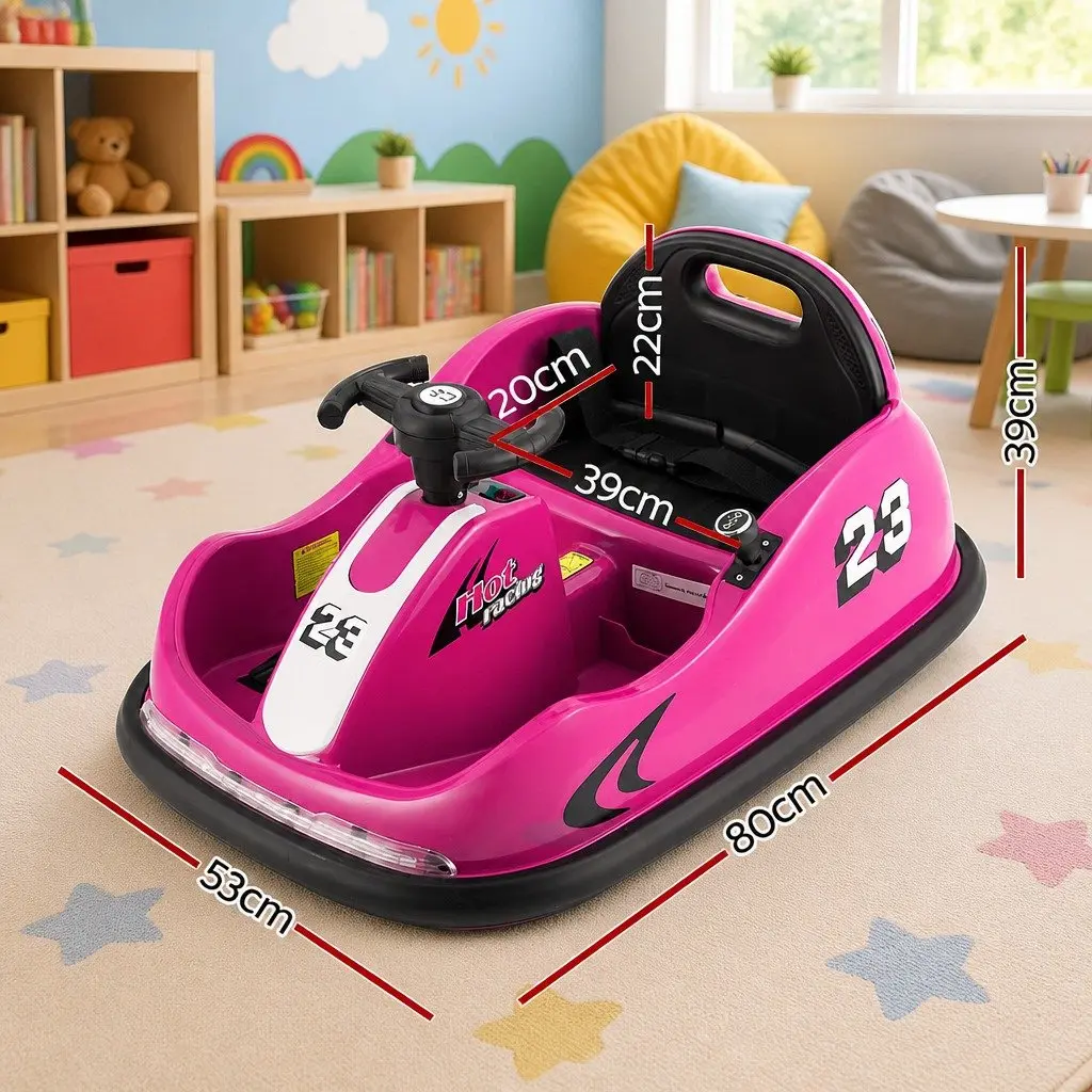 Ride On Car Lacquer Pink 6V Electric Toy with Remote Control Steering Wheel