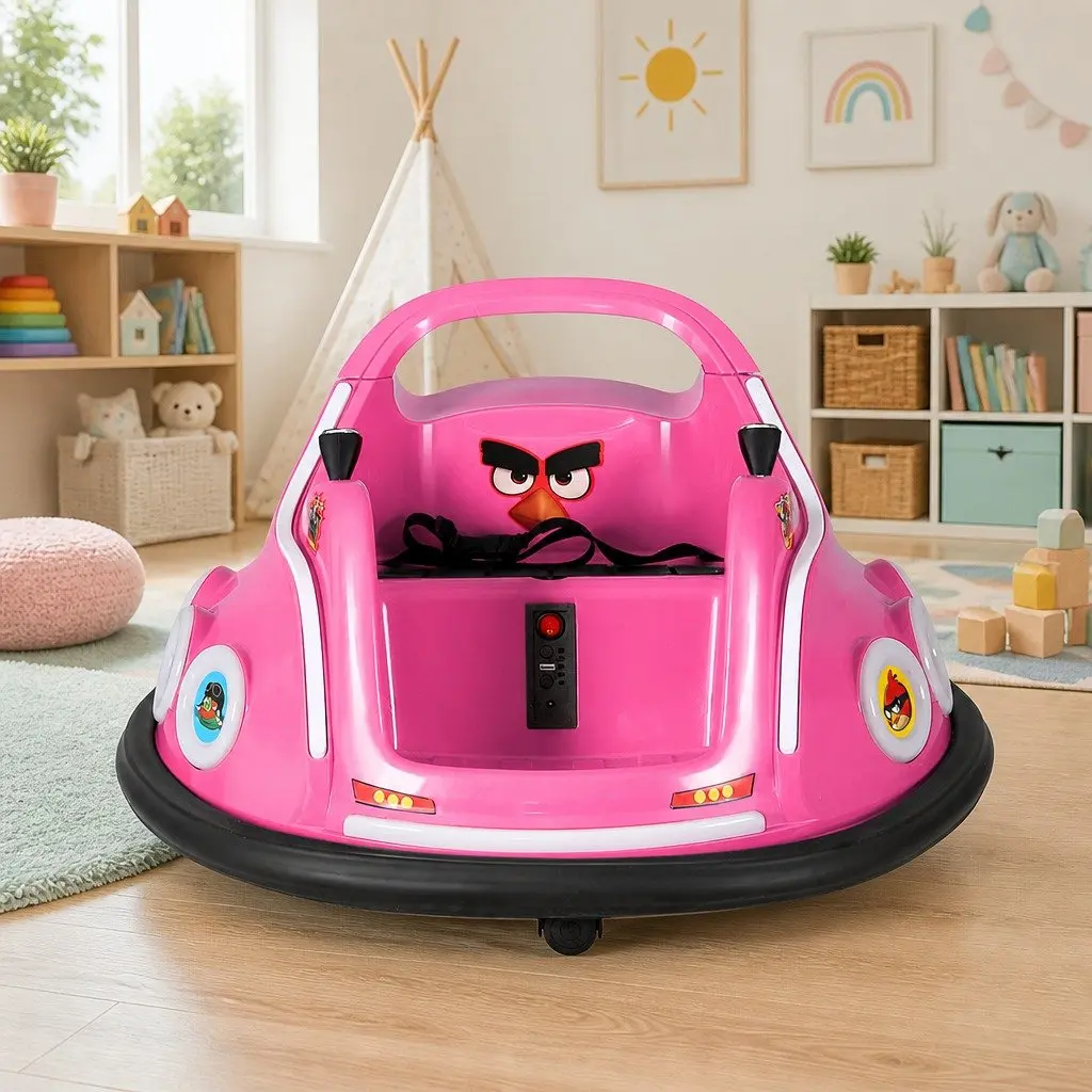 Pink Electric Bumper Car for Kids with Joystick Control