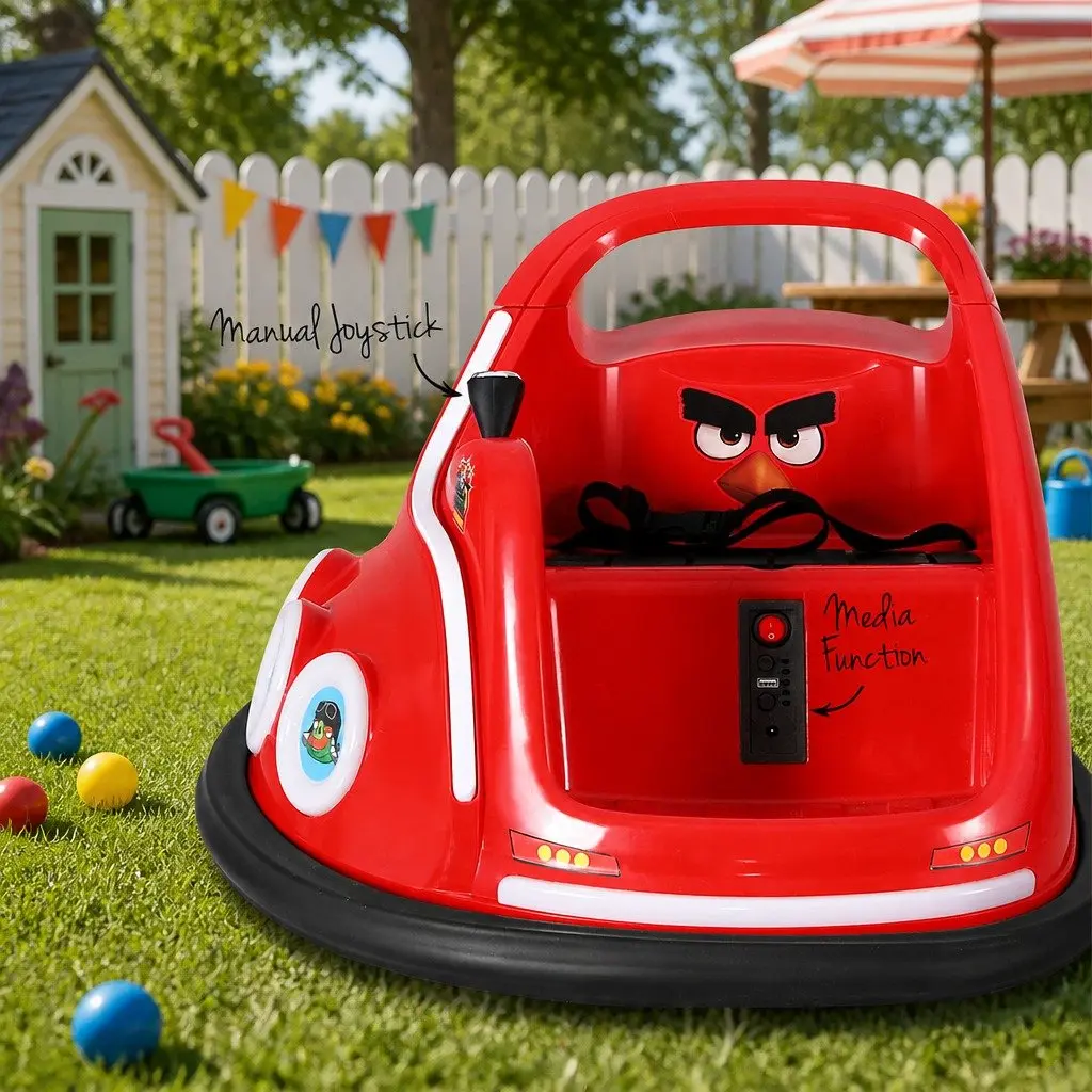 Red Electric Bumper Car for Kids with Joystick Control