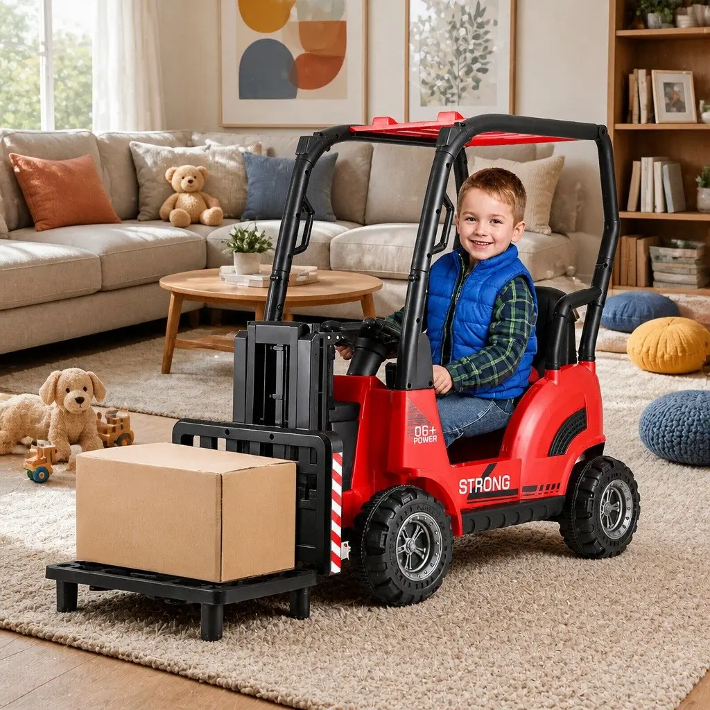 Kids Ride On Forklift Loader Toy Car Lacquer Red 12V