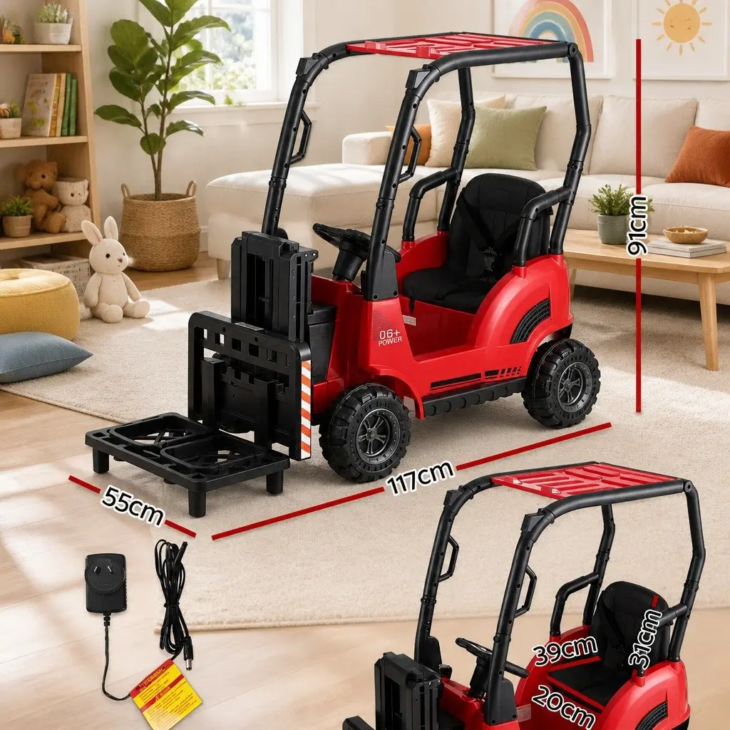 Kids Ride On Forklift Loader Toy Car Lacquer Red 12V