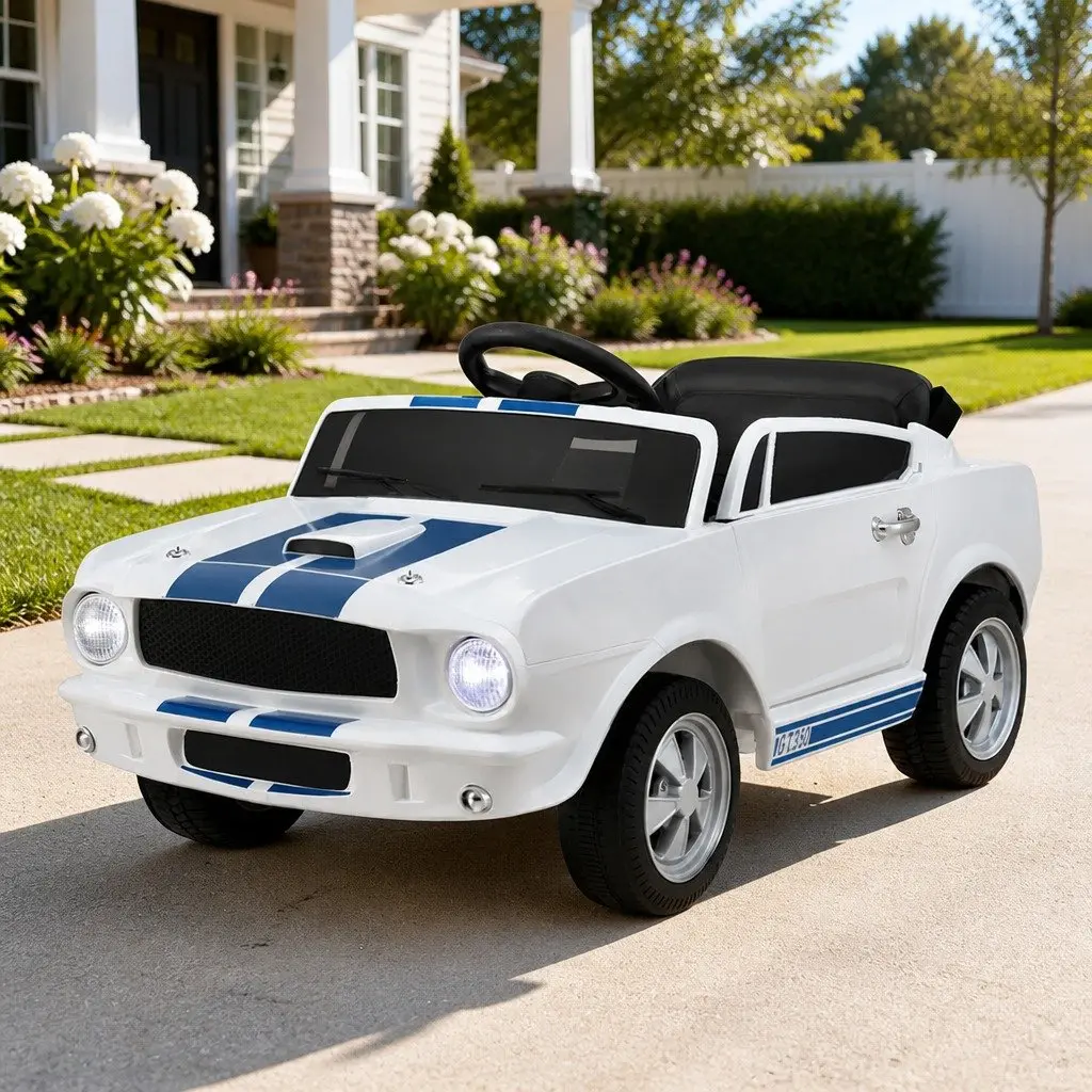 White Electric Ride On Car for Kids with Remote Control