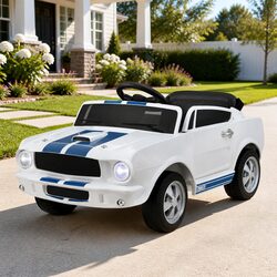 Sturdy White Electric Ride On Car for Kids with Remote Control