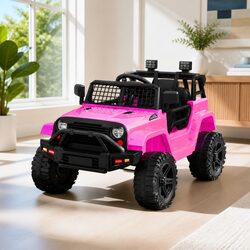 Sturdy 12V Pink Electric Ride On Jeep for Kids