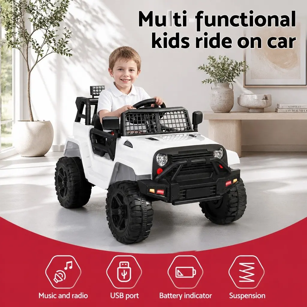 Ride On Car Electric Jeep 12V Battery Operated White