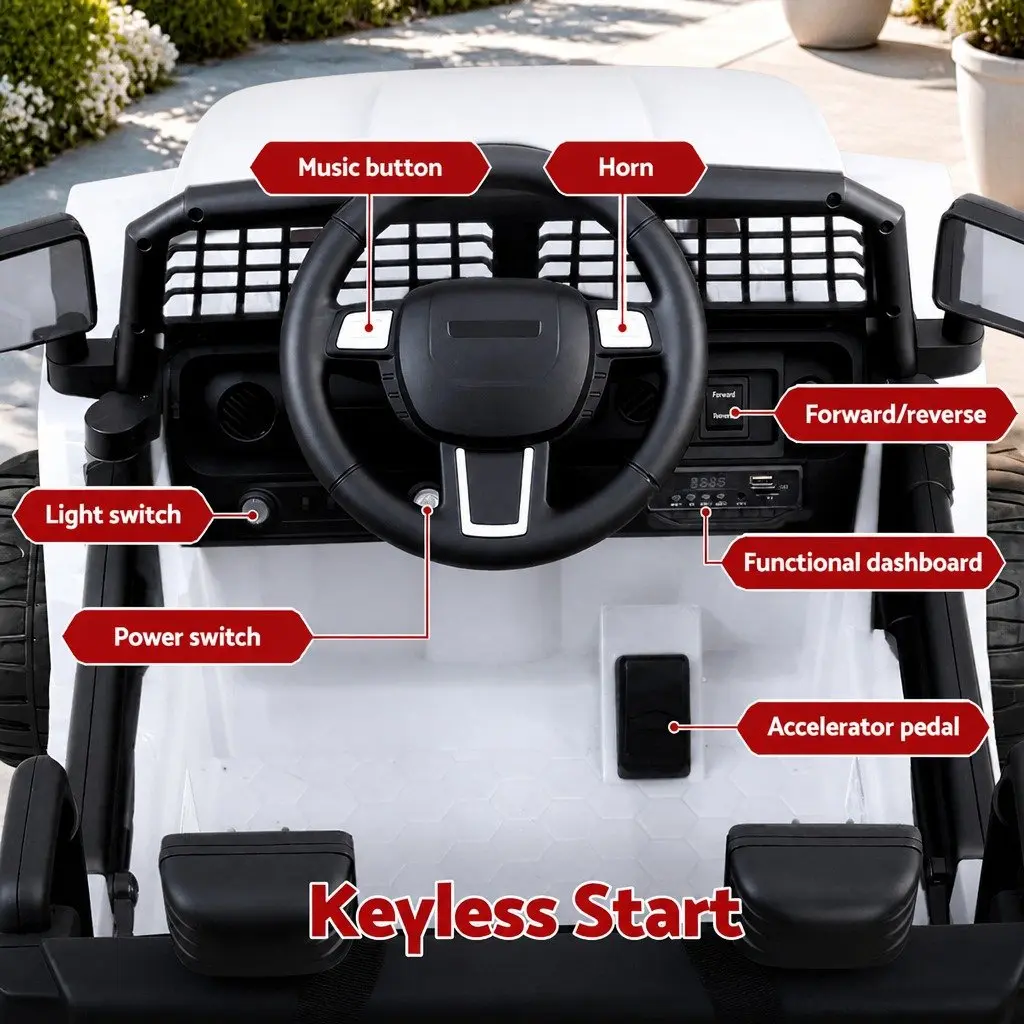 Ride On Car Electric Jeep 12V Battery Operated White