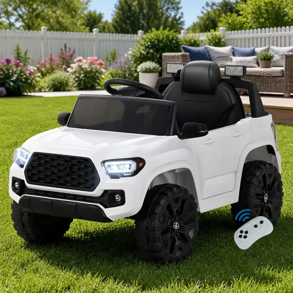 Tacoma 12V White Kids Electric Ride On Car with Remote