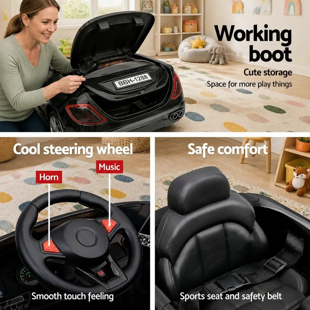 Ride On Car 12V Electric Battery Powered Toy Black