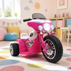 Pink Kids Electric Police Motorcycle Toy Bike 6V