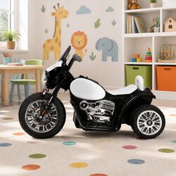 Black Kids Electric Ride On Police Motorcycle 6V