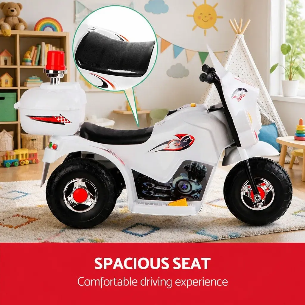Kids Electric Ride-On Police Motorcycle in White