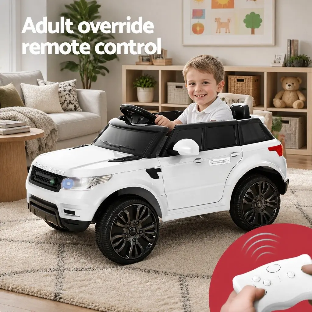 Ride On Car Electric 12V White Toy Rechargeable Battery