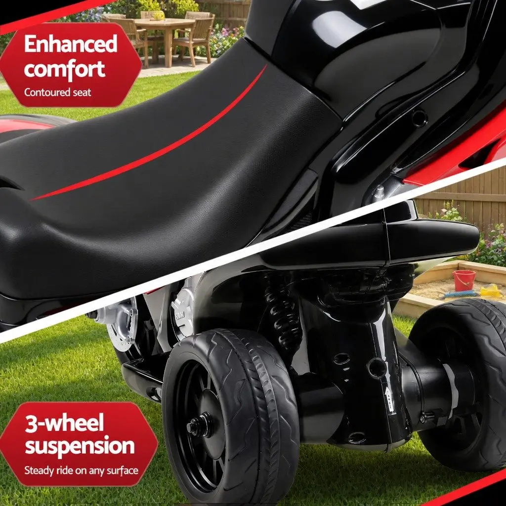 Kids Motorcycle Electric Ride On Toy 6V Battery Powered Red with Acceleration Pedal and Anti-Slip Tyres for Children 3 Years and Above