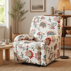Sturdy 4-Piece Pink Floral Recliner Chair Slipcover Set