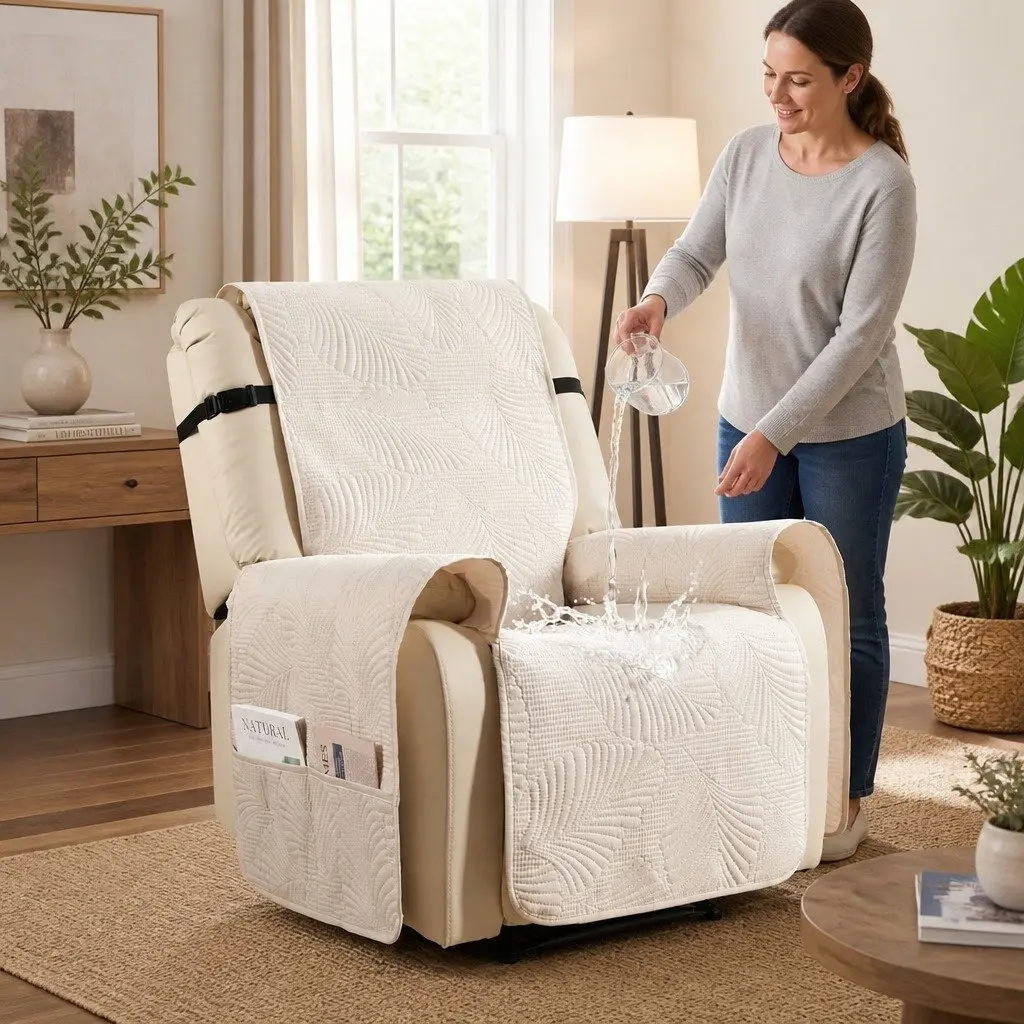 Waterproof Recliner Chair Cover with Storage Pockets