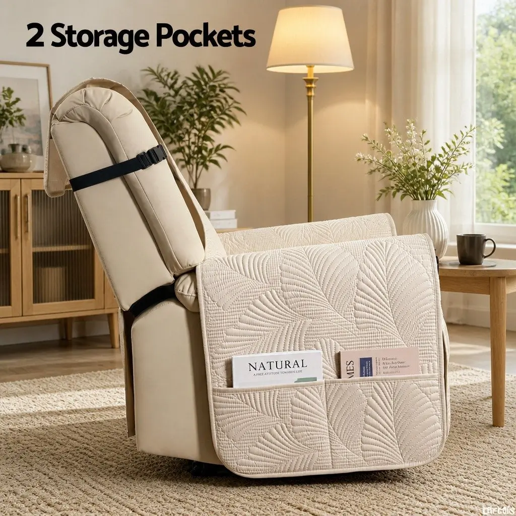 Waterproof Recliner Chair Cover with Storage Pockets