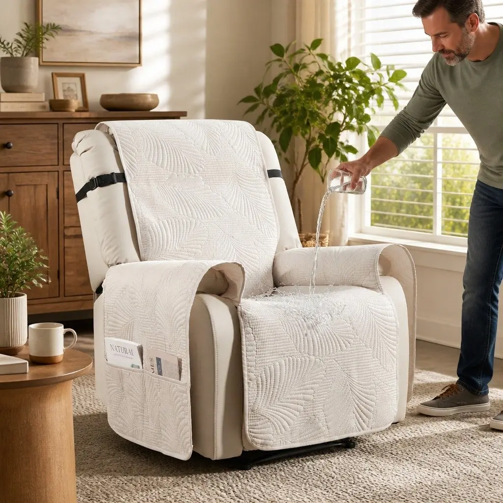 Waterproof Recliner Chair Cover with Storage Pockets