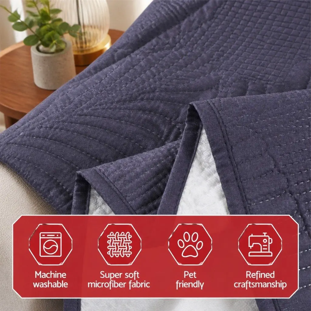 Recliner Chair Cover Fabric Quilted Grey Waterproof
