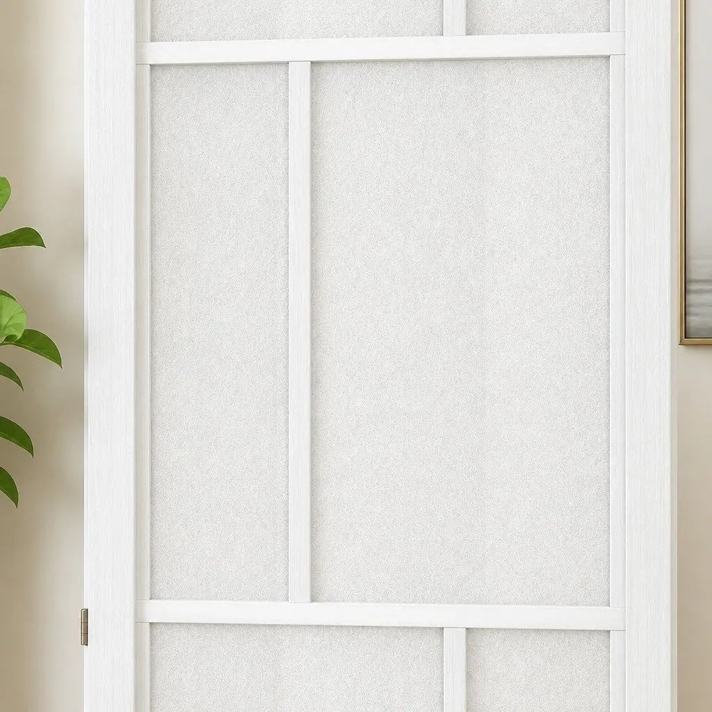 6 Panel Room Divider Solid Wood 170cm White Folding Screen Partition Privacy
