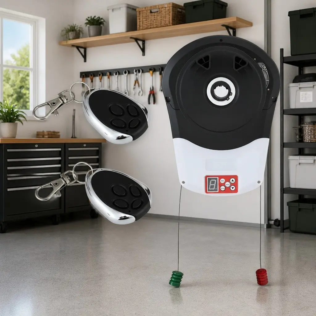 Garage Roller Door Opener 800N Motor Auto Safety Reverse 220V AC Remote Control