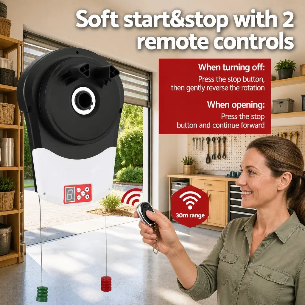 Garage Roller Door Opener 800N Motor Auto Safety Reverse 220V AC Remote Control