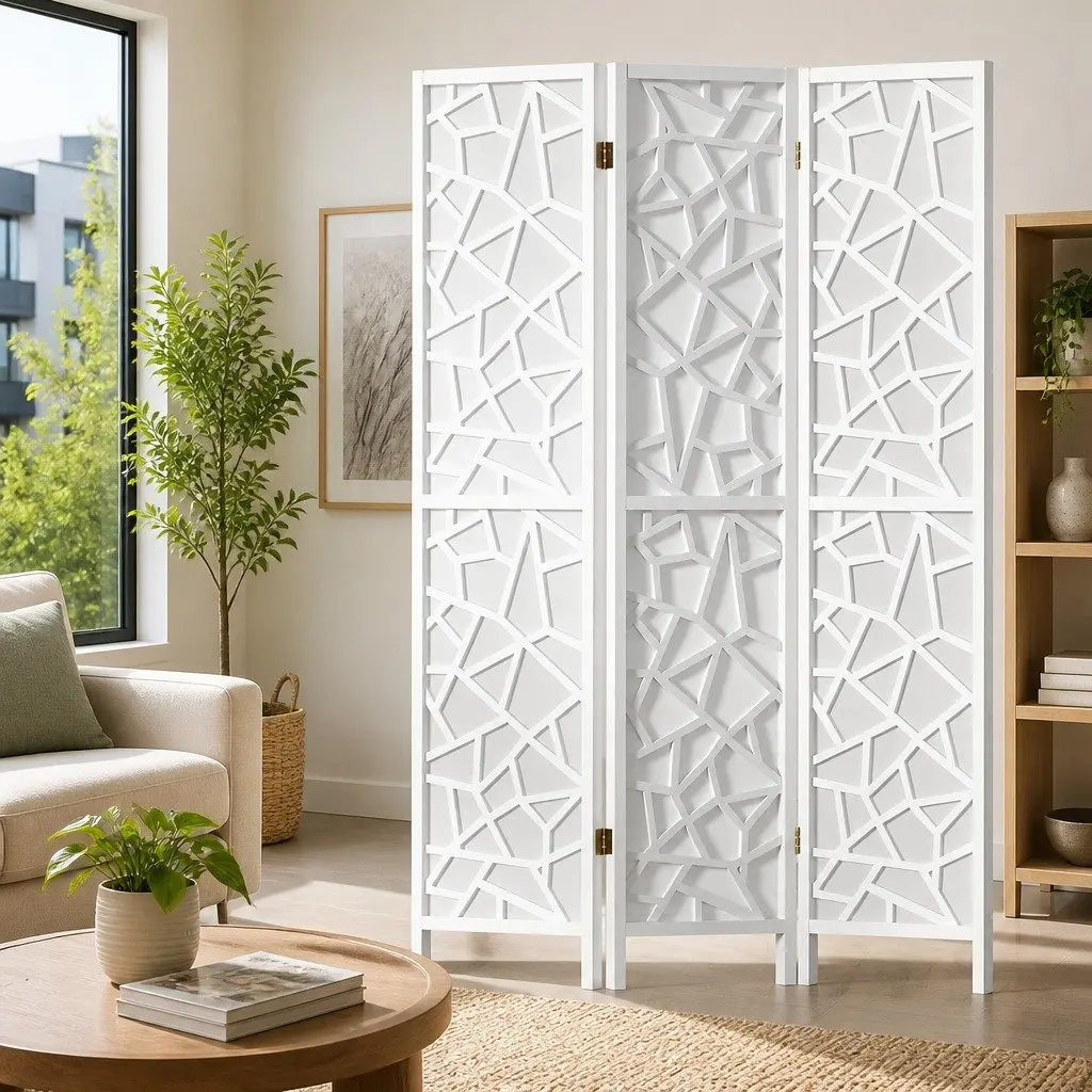 3 Panel Room Divider Screen 122x170cm White