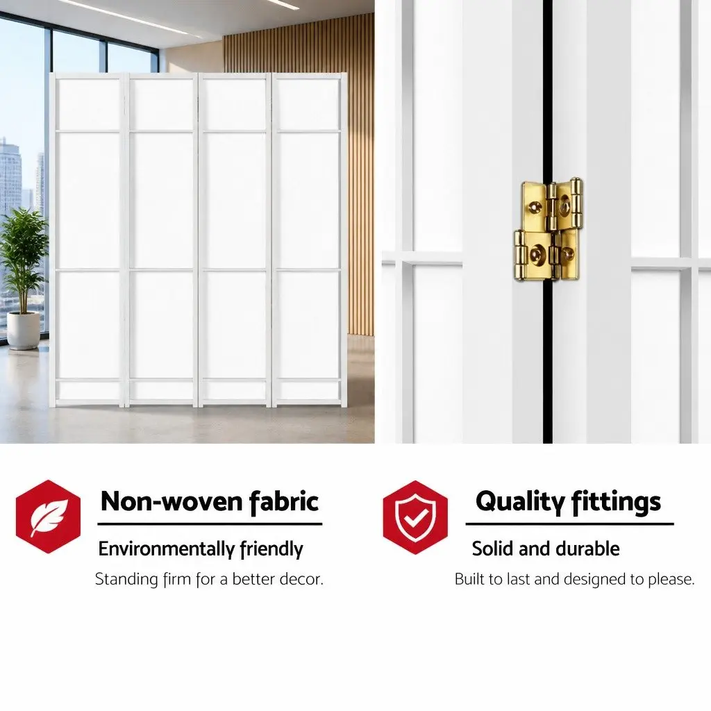 8 Panel Room Divider Screen Folding Privacy Partition 348x179cm White Pine