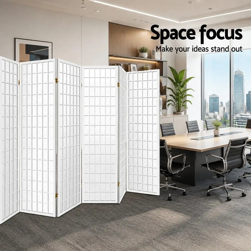 8 Panel Room Divider Screen Folding Privacy Partition 348x179cm White Pine