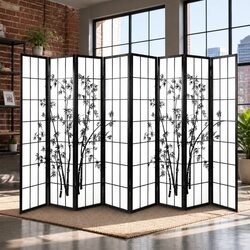 8 Panel Room Divider Screen Folding Privacy Partition Bamboo Design 348x179cm