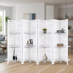 Durable 8 Panel Room Divider with Shelves 326x170cm