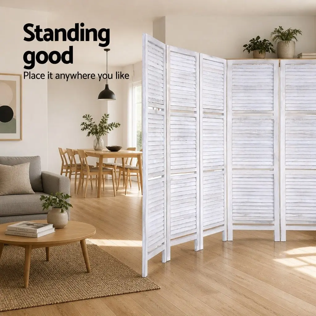 8 Panel Room Divider with Shelves 326x170cm