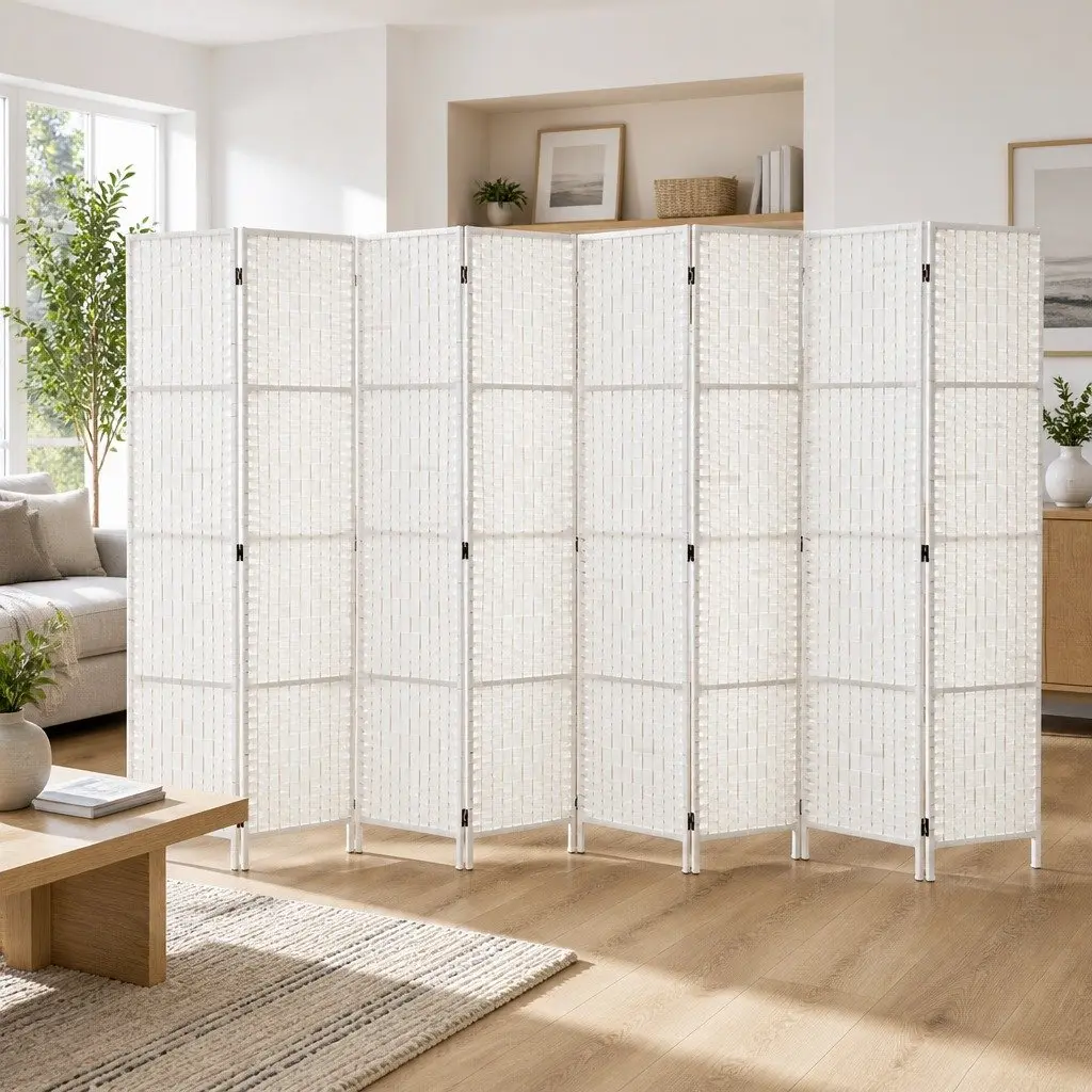 8-Panel Room Divider Screen 326x170cm White