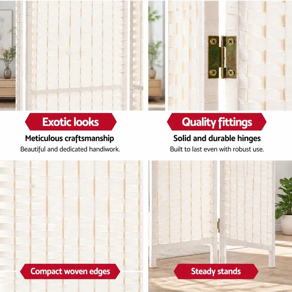 8-Panel Room Divider Screen 326x170cm White