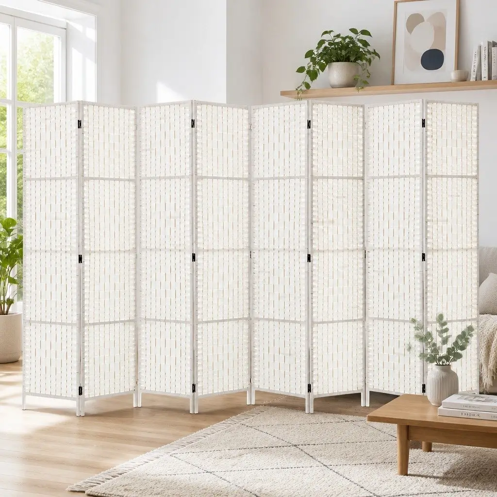 8-Panel Room Divider Screen 326x170cm White