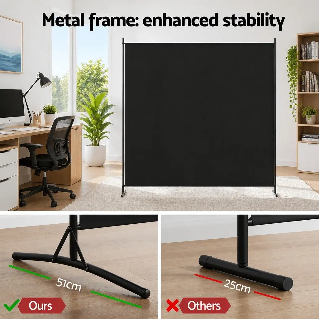 Room Divider Screen Polyester 175x180cm Black