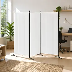 3-Panel Folding Room Divider - White 260x180cm