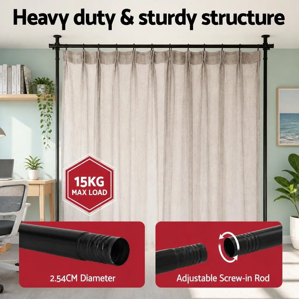 Room Divider Curtain Rod Metal Adjustable Height Width Black