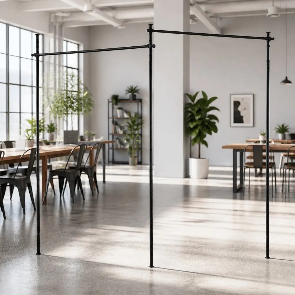Adjustable Black Curtain Rod for Room Dividing