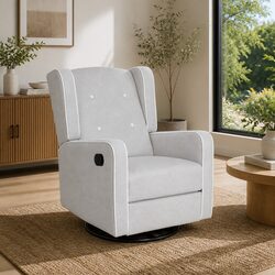 Grey Fabric Recliner Armchair with 360 Swivel Base