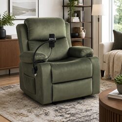 Premium Heated Massage Recliner Chair in Green