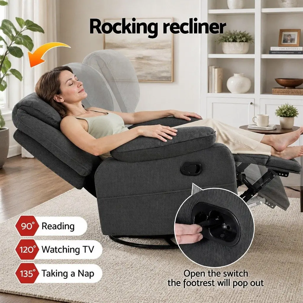 Grey Swivel Recliner Chair with Massage