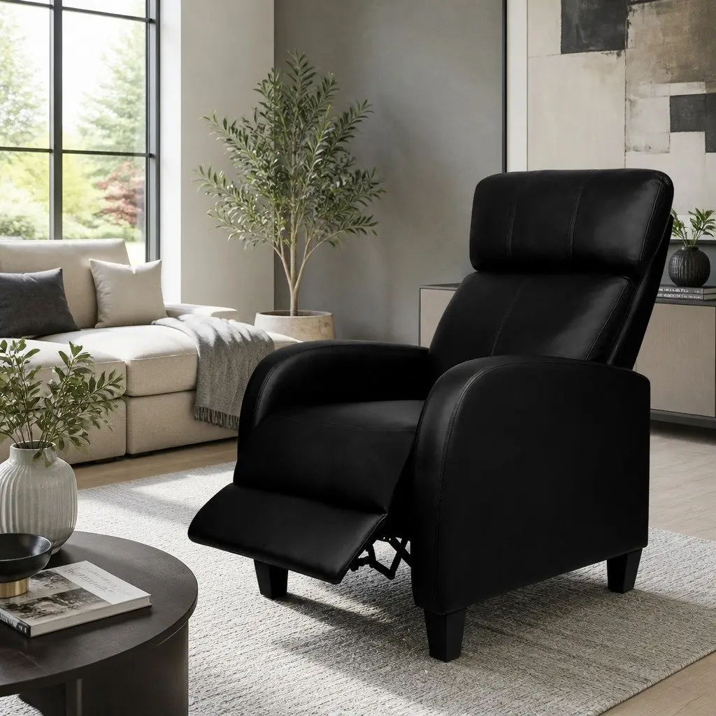 Black Reclining Armchair with Adjustable Positions