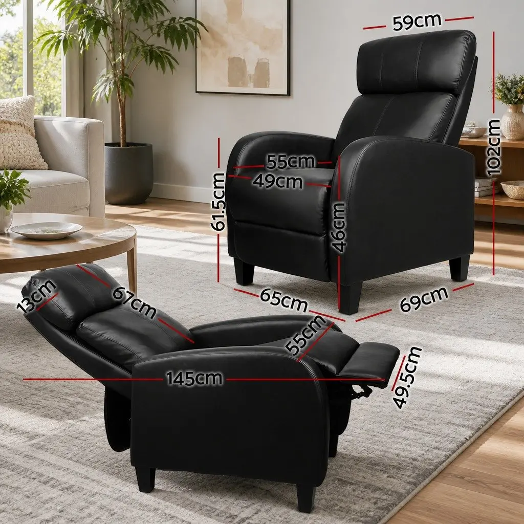 Black Reclining Armchair with Adjustable Positions